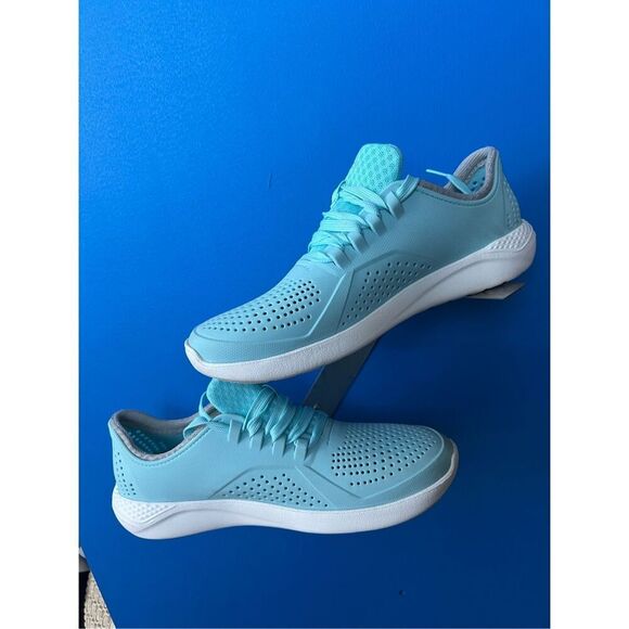 New Crocs LiteRide Pacer Womens 10 Ice Blue Lace Up Walking Tennis Shoes 205234 - Picture 2 of 6